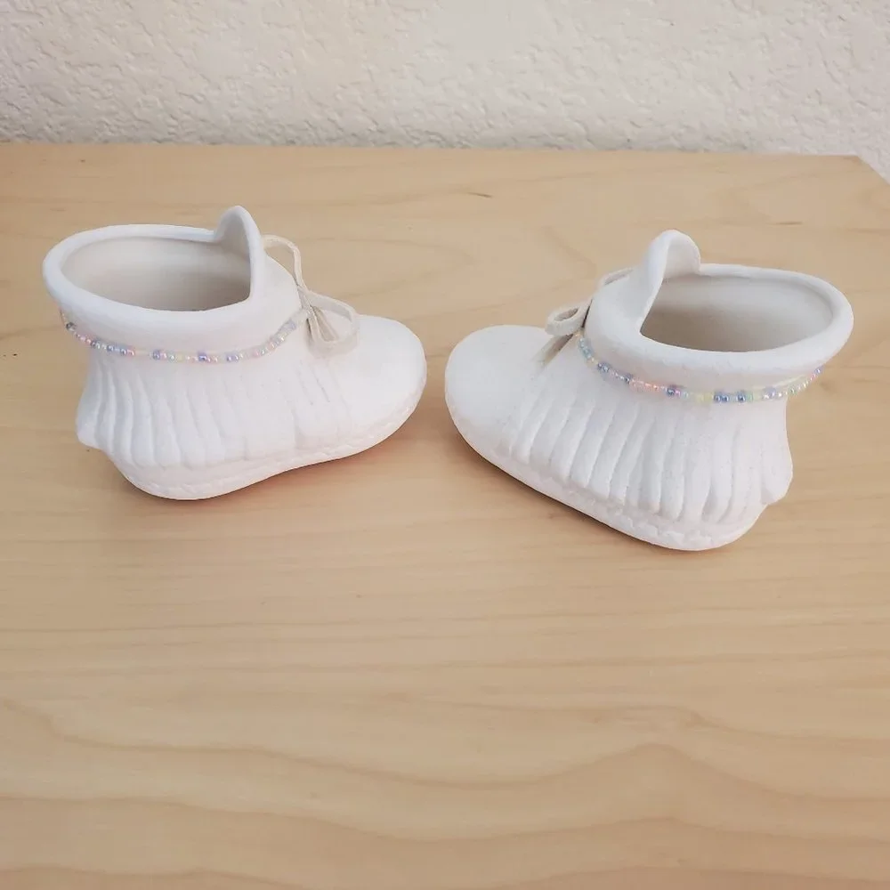 Vintage Resin Baby Shoes Figurine Decorative Shoes Lot of 2